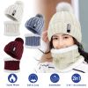 Winter Beanie Hat Scarf Set Women Warm Knitting Skull Cap Neck Warmer for Walking Running Hiking Camping Outdoors Gift