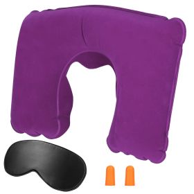 Travel Pillow Inflatable U Shape Neck Pillow Neck Support Head Rest Office Nap Car Airplane Cushion (Option: Purple)