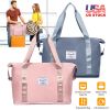 35L/9.2Gal Shoulder Travel Duffle Bag Folding Carry On Overnight Weekender Bag with Luggage Sleeve Waterproof Expandable Gym Tote Bag with Dry Wet Sep
