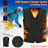 Heat Jacket Vest 3 Heating Gear Adjustable USB Heated Vest Warm Heat Coat Vest w/ 5 Heating Zones For Men Women Winter Outdoor Activity