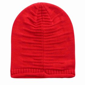 Unisex Knit Beanie Hat Winter Warm Hat Slouchy Baggy Hats Skull Cap 5 Colors (Option: Red)